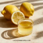 A refreshing Lemon Gelatin Tonic served in a glass with lemon slices