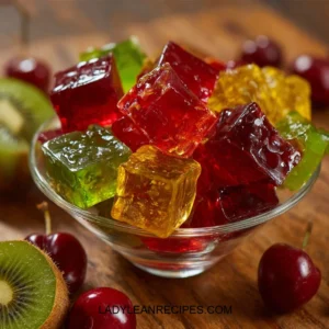 Delicious vegan jelly made with agar-agar in a colorful dessert presentation